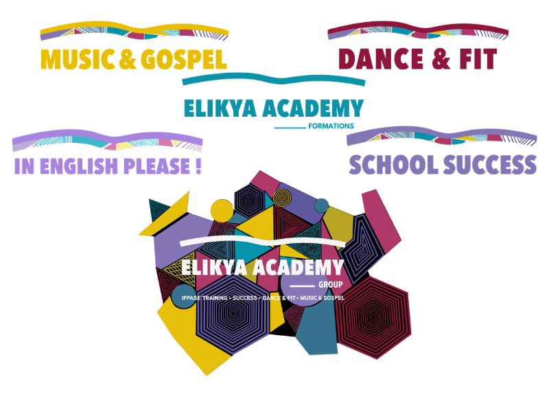 Visuel présentant les différentes branches d'Elikya Academy.